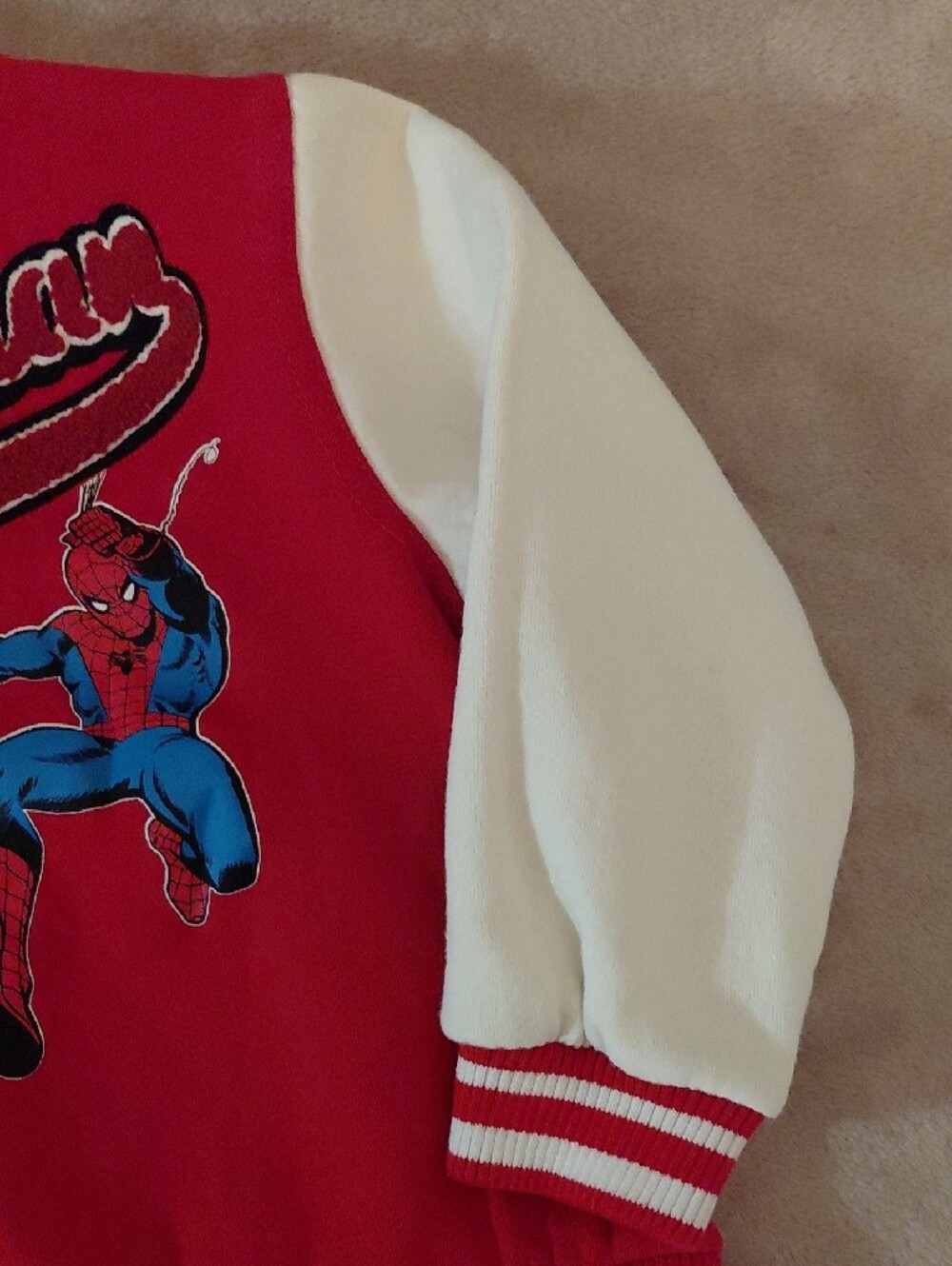 Marvel Red & White Kids Spider-Man Varsity Hoodie Jacket 4T Spidey - Picture 10 of 11